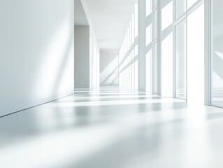 Obraz premium Bright Minimalist White Corridor Interior Design