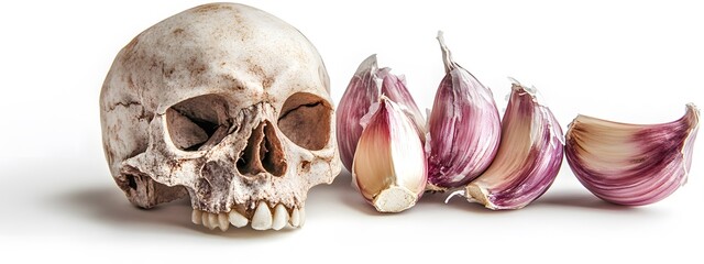 Naklejka premium Photo of a garlic clove on a white background