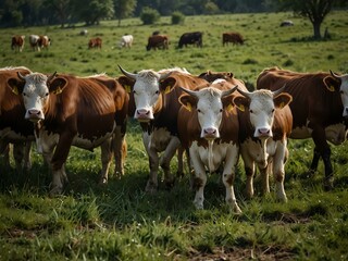 Herd of cows grazing.