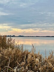 sunset over the river