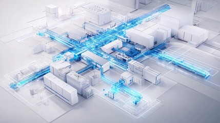 Fototapeta premium Smart City Network Infrastructure Visualization