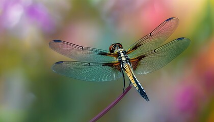 Beauty of nature ecology with dragonfly on vibrant background.