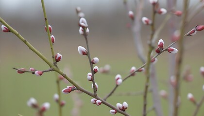 A flourishing spring scene with exquisite details of tree branches showcasing vitality.