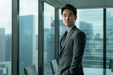 Fototapeta premium Asian businessman in a modern office