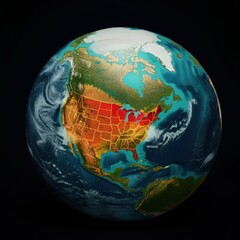 usa map of america, united States globe Showing State Borders and Capitals