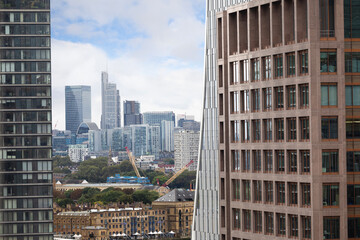 skyline of canary wharf, london docklands