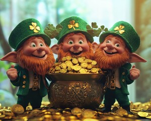 Fototapeta premium St. Patrick's Day background: Irish heritage, holiday spirit, lucky charm, decorative flyer, poster design, cheerful greeting, celebration theme, copy space, festive atmosphere, invitation card.