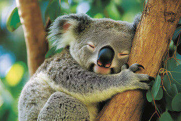 Obraz premium Sleeping Koala Hugging a Tree