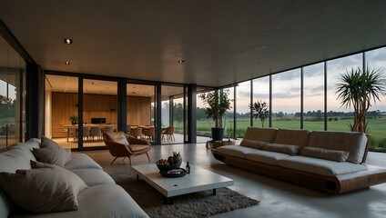 High-tech sustainable house with smart technology.