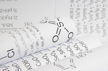 paper drawings of chemical formulas of elements	