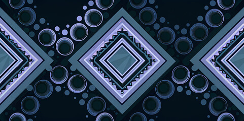 Geometric abstract pattern with diamonds and circles in dark tones