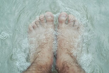 Fototapeta premium Waters Clearing to the Sides with Waves Forming from the Foot, Capturing a Dynamic and Serene Moment in a Coastal or River Setting
