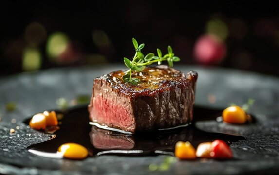 tasty stake Christmas background professional photo