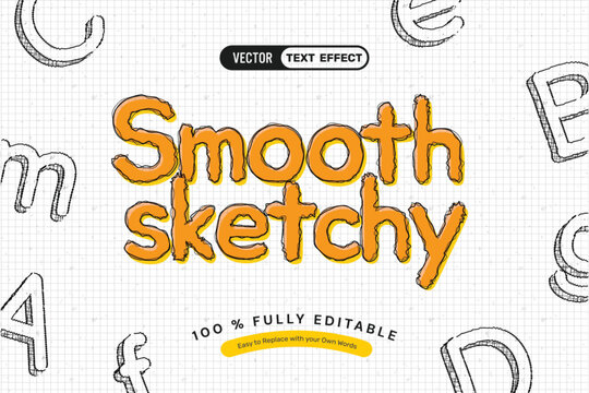 Smooth Orange Sketch Editable Text Effect