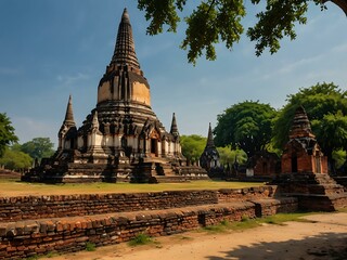 Naklejka premium Historic ruins of Wat Phra Si Sanphet in Ayutthaya, Thailand.