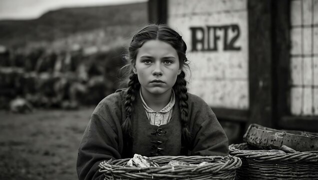 Historic Stornoway herring girl in Scotland.