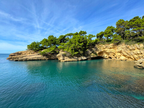 Beautiful sea bay with rocks amazing seascape