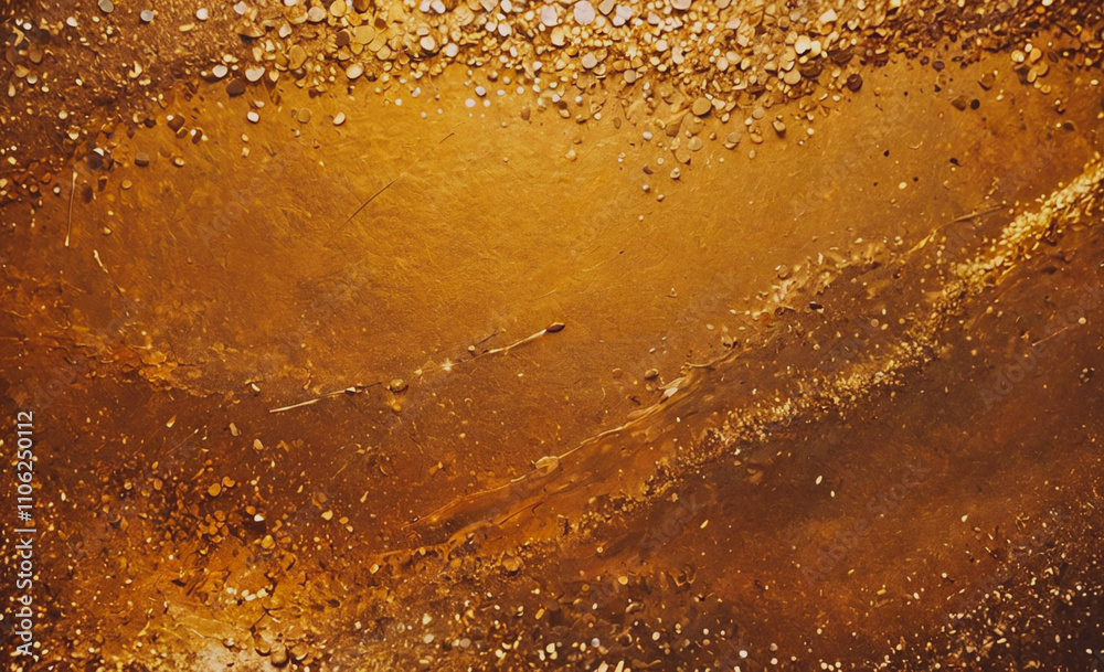 Poster gold background with a lot of small rocks. the rocks are scattered all over the background. the back