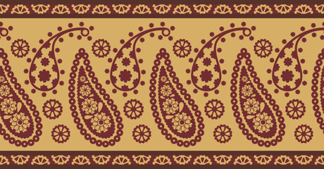 Vector seamless floral ethnic frieze. Ornamental motifs in Eastern, Arabic, Oriental style. Retro wedding backgrounds, page decorations, damask, carpet, tile, embroidery patterns.