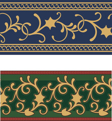 Vector set of ornamental friezes in Oriental style, decorative border designs, page decorations for greeting cards and wedding invitations.