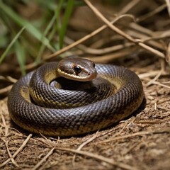 Obraz premium Close-up of frog on rock, Banded sea snake.