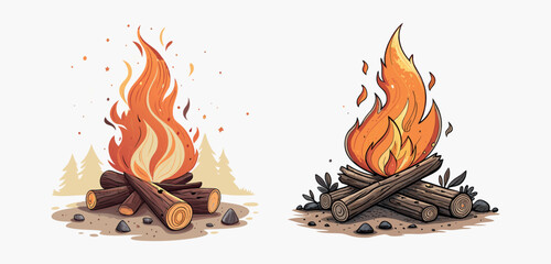 A collage of pictures of firewood fire and firewood white background, fire flames set, set of fire flames, set of fire icons