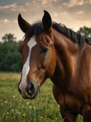 Obraz premium Horse grazing in a meadow