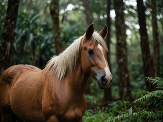 Fototapeta premium Horse in the woods in Hawaii.