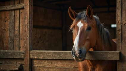 Horse portrait in a stable.