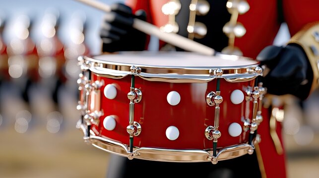 Close-up view of a colorful toy soldier drumming in a vibrant outdoor holiday display at a festive event