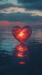 Fototapeta premium Heart-shaped object resting gently serene sea water photos