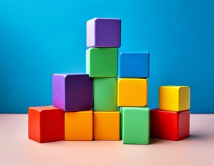 Obraz premium Regenbogen-Bauklötze – Kreatives Spielzeug für Kinder