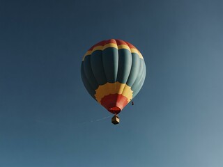 Naklejka premium Hot air balloon floating in a clear blue sky.