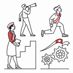 Creative business solutions related icon set. Innovation team management. Editable stroke