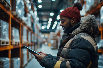 Diverse logistics team collaborates in a busy warehouse for efficient operations