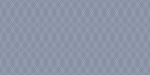 Naklejka premium Abstract linear geometric seamless pattern. Soft blue minimal vector background. Simple outline ornament with rhombuses, diamonds, thin lines, grid. Subtle modern texture. Repeated delicate design