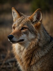Fototapeta premium Howling coyote portrait.