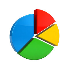 Obraz premium 3D Circular Pie Chart Icon with Vibrant Colors and Glossy Plastic Finish for Data Visualization