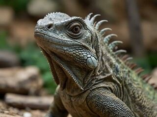 Fototapeta premium Iguana at the zoo, close-up view.