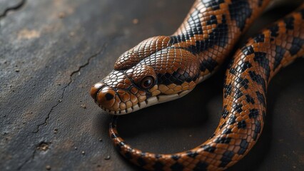 Fototapeta premium Beautiful brown and black spotted snake