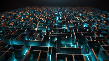 Obraz premium Illuminated maze with pathways suggesting exploration.