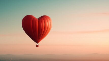 Fototapeta premium Heart-shaped balloon floats above
