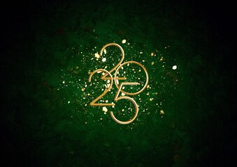 So green New Year background with gold inscription 2025