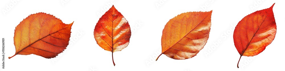 Canvas Prints autumn leaves with detailed patterns and warm seasonal tones on transparent background