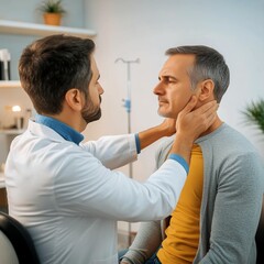 Obraz premium Doctor Examining Patient's Neck 