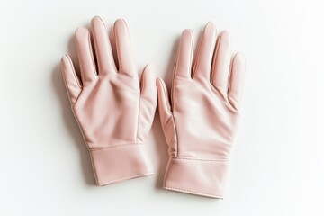 Obraz premium Pink leather gloves with smooth finish isolated on white background, ideal for elegant branding and mockups