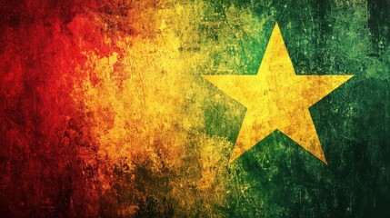 Ghana independence day celebration with vibrant flag design for festive occasions. Horizontal banner. Copy space. Holiday red, yellow, green background with star