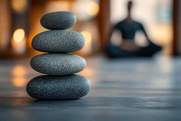 Meditative stones balancing zen garden photography tranquil environment close-up view ai generate serenity concept