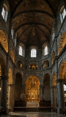 Interior of San Siro basilica from the 16th century.