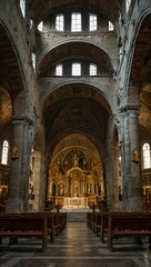 Fototapeta premium Interior of San Siro basilica from the 16th century.